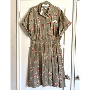 Vintage 80's Dress w/Triangle Print